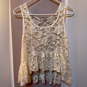 Top 10 Off White Cropped Flower Lace Baby Doll Tank Top